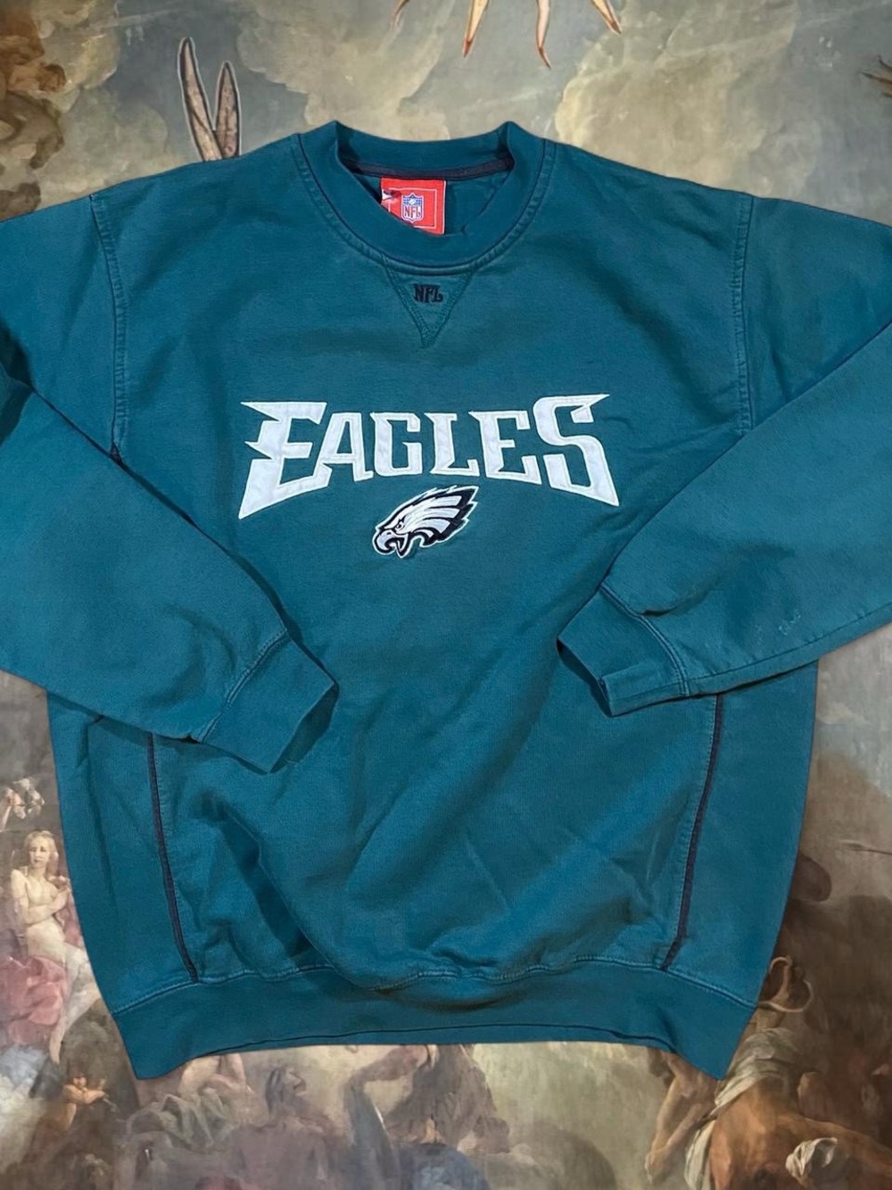 NFL Teal/White Eagles Crewneck Sweatshirt